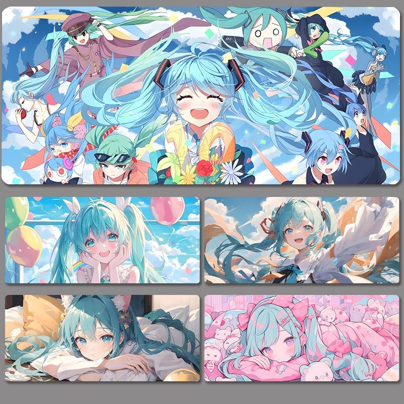 แผ่นรองเมาส์ Hatsune Miku พิมพ์ HD แผ่นรองเมาส์กันน้ํา Seaming ขนาดใหญ่แผ่นรองเมาส์สําหรับเล่นเกมกัน