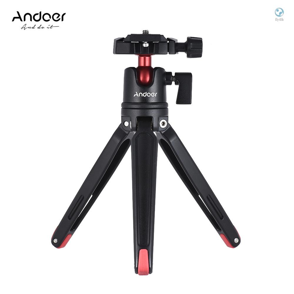 Andoer Mini Handheld Travel ขาตั้งขาตั้งกล้องแบบตั้งโต๊ะพร้อมหัวบอลสําหรับ Canon DSLR Mirrorless Cam