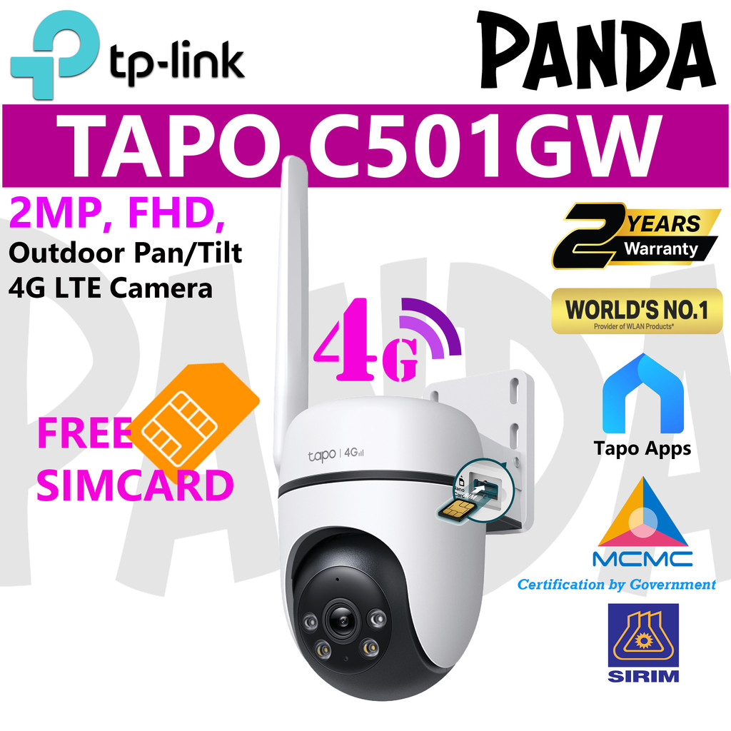 [SIRIM] TP-Link Tapo C501GW, 2MP, FHD Outdoor Pan/Tilt 4G LTE Camera