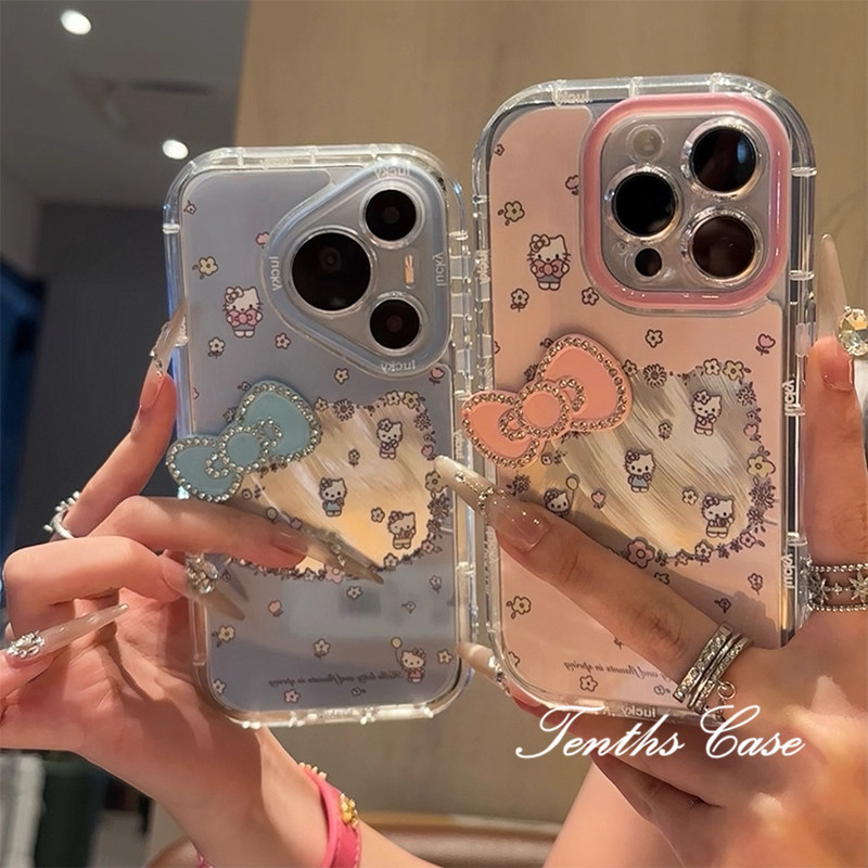 สําหรับ Infinix Smart 10 9 8 7 6 5 2020 Hot 50i 40i 30 30i 20i 9 10 Play Spark Go 2024 2023 หมายเหตุ 40 30 Pro ITEL RS4 3D เพชรโบว์ Kitty กระจกเคสโทรศัพท์ฝาครอบนุ่ม