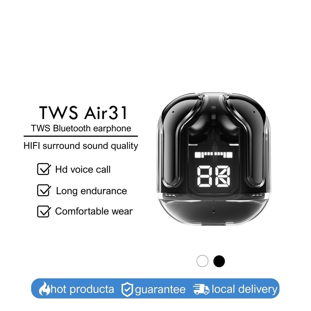 หูฟัง TWS ใหม่ AlR31 หูฟังบลูทู ธ ดนตรีกีฬาที่นิยมในหูฟังไร้สาย BT16 พร้อมหูฟังแบตเตอรี่ LED