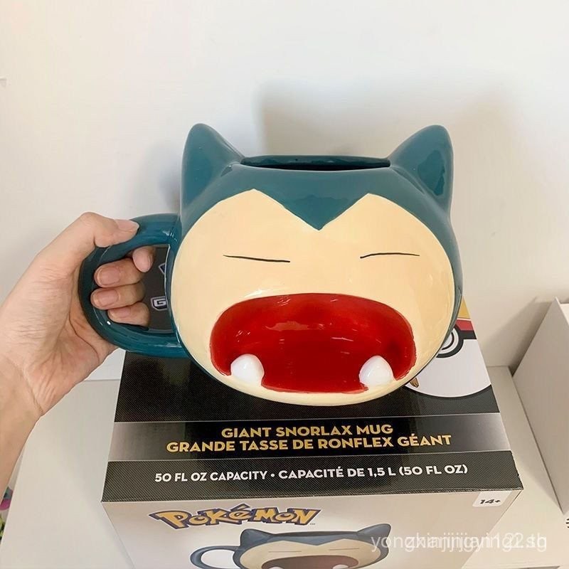Pokémon Pokemon Pokemon Pikachu Snorlax ฟาง Porcelain ถ้วยน้ําฟางความจุแก้ว Pokémon Pokemon Pikachu 