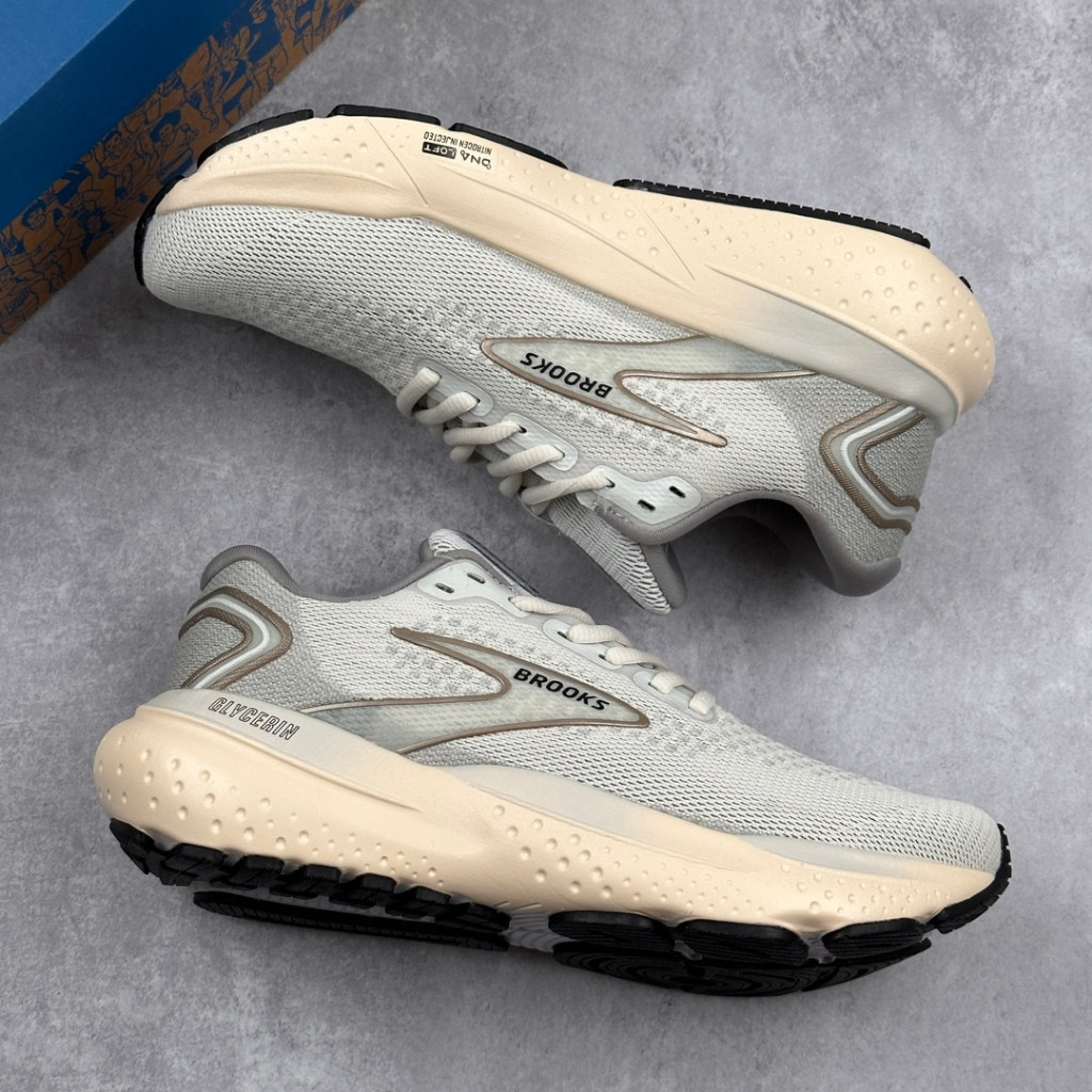 รองเท้าวิ่ง Brooks Glycerin 21 กันกระแทกดีสำหรับจ๊อกกิ้ง และทำกิจกรรมกลางแจ้ง สีเบจ A5ZT