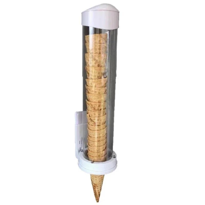 Universal Ice Cream Cone Dispenser Waffle Cone Holder พลาสติก Waffle Cone Storage Tube แผ่นกาวแม่เหล