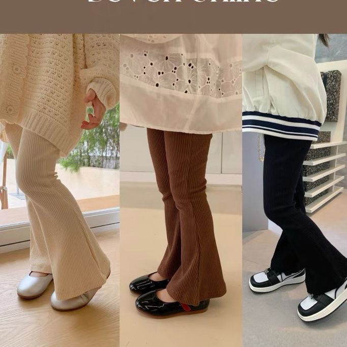 [RJ] 80-150ซม เด็กกางเกงบานฤดูร้อนสไตล์ใหม่เด็กไมโครบานกางเกงสาวผ้าไหมน้ําแข็งหลุมแถบยืดแฟชั่นด้านนอกสวมใส่ เลกกิ้ง