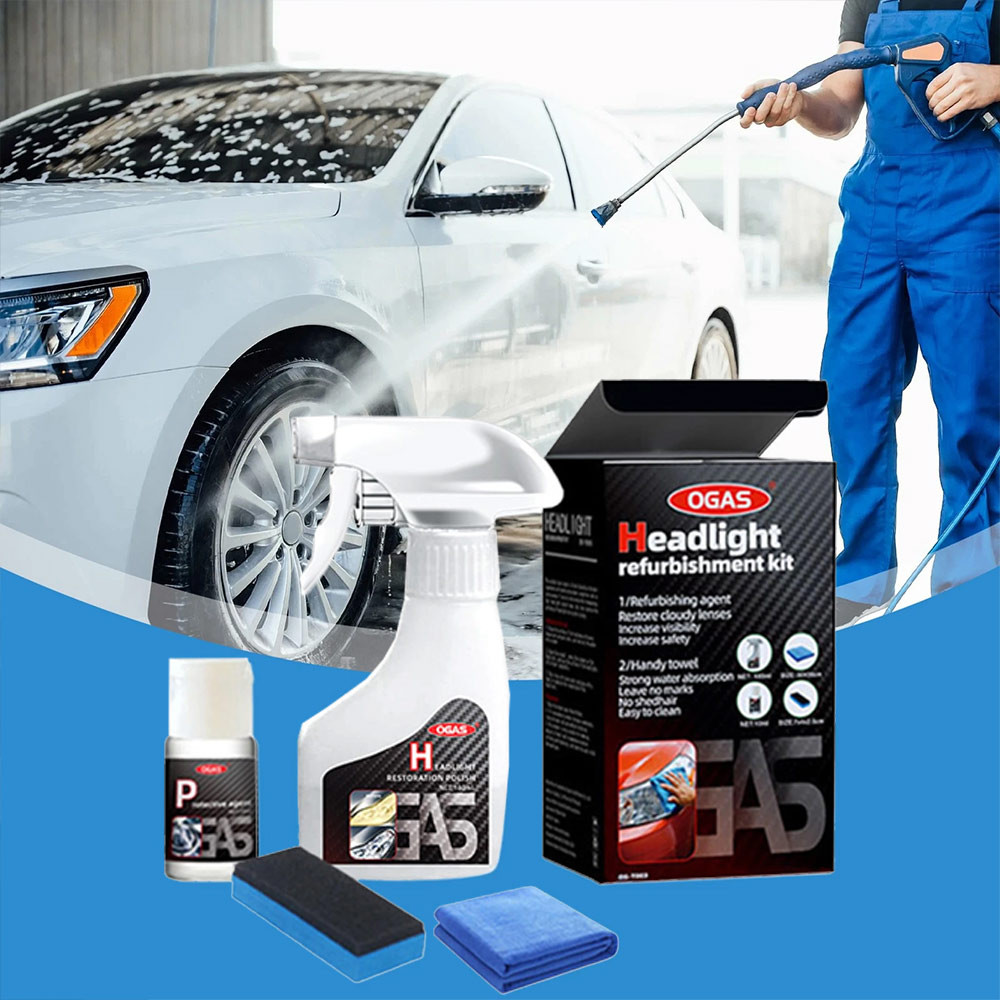 Car Headlight Restoration Fluid Kit 180ML Repair Liquid + 10ML Coating Solution