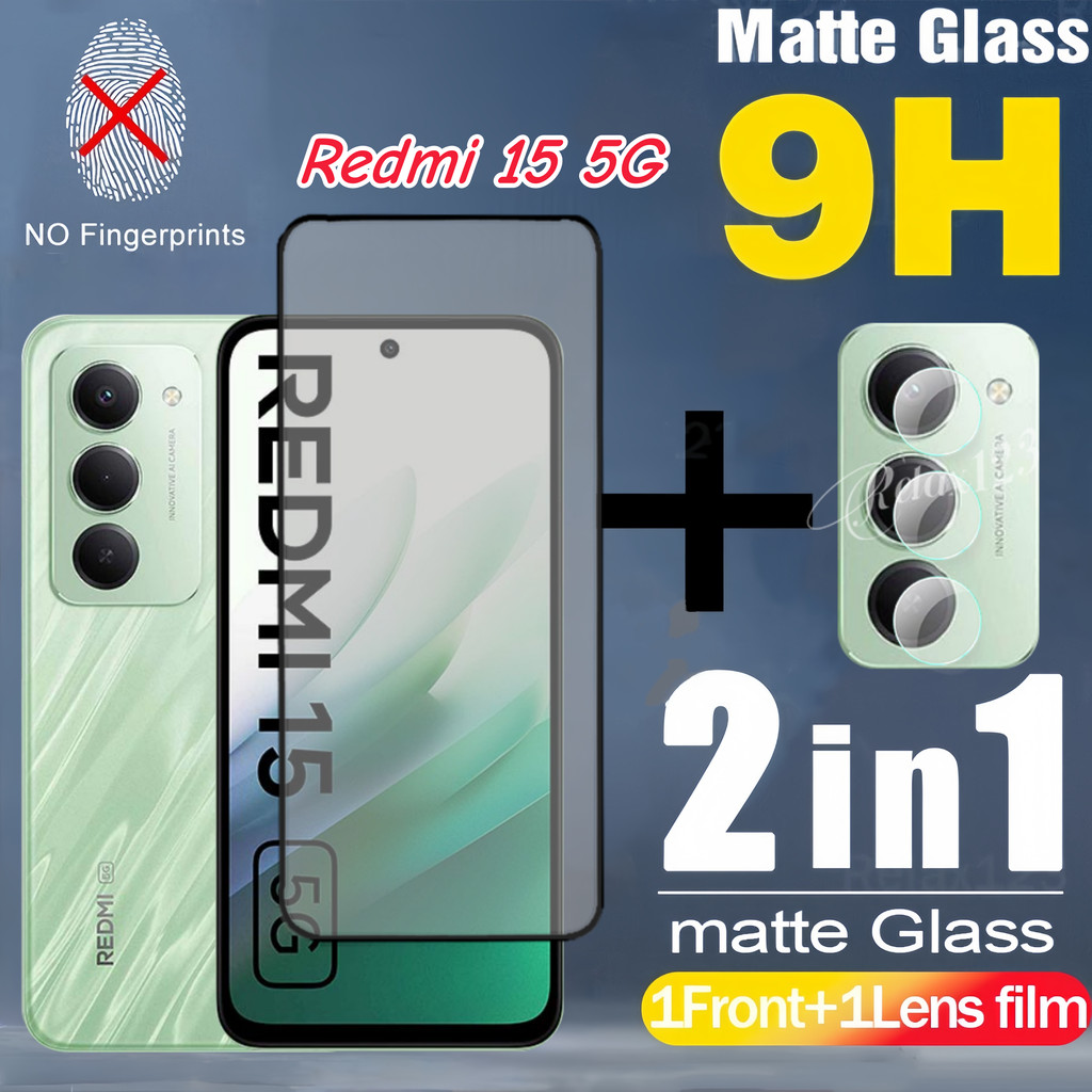 สําหรับ Redmi 15 5G 2025 2in1 Matte Frosted Glass และเลนส์ฟิล์มสําหรับ Xiaomi Redmi15 15C Redmi 15 C
