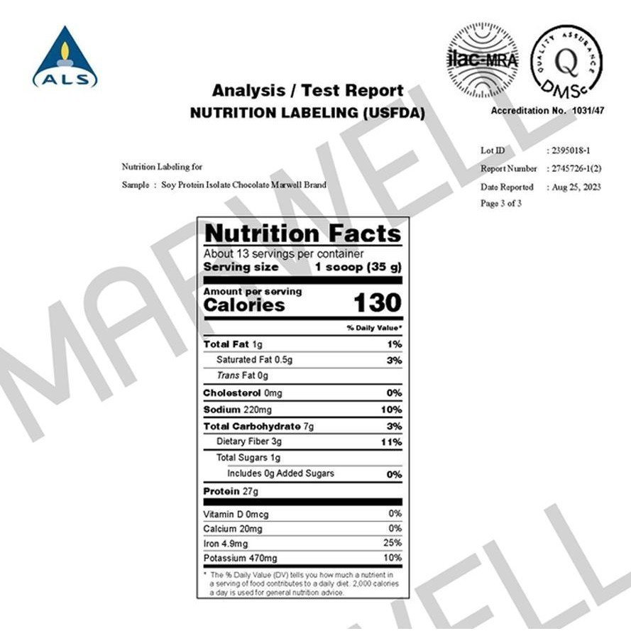 2 ซอง MARWELL SOY PROTEIN CHOCOLATE 900g ซอย โปรตีน ถั่วเหลือง รสช๊อคโกแลต 900กรัม - รูปที่ 5