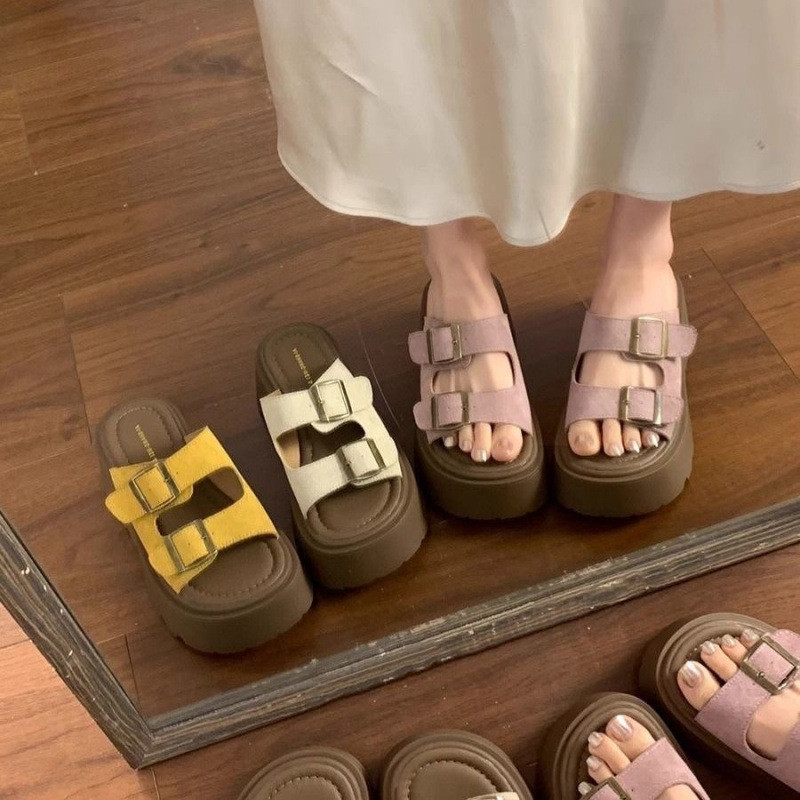 รองเท้าแตะพื้นหนาผู้หญิงเกาหลี กันลื่น ทนทาน สูง 7 ซม. ไซส์ 35-40