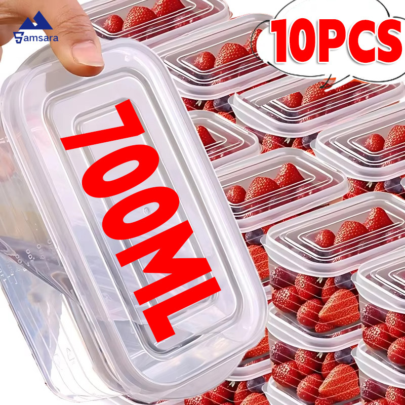 กล่องเก็บอาหารอเนกประสงค์ 10 ชิ้น | กล่อง คมชัดยิ่งขึ้น อาหารสดพร้อมฝาปิด |  ที่เก็บของในครัวสําหรับอาหาร/ผลไม้/ผัก