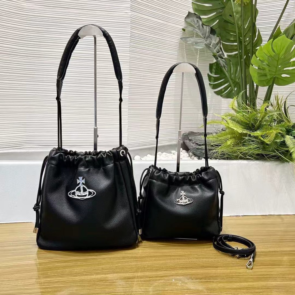 2025 New Saturn Lychee Drawstring Bucket Shoulder Large Capacity Tote Bag