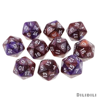 [Dilidili] 10 ชิ้น 20 ด้านลูกเต๋า D20 ลูกเต๋า Polyhedral สําหรับ Dungeons และ Dragons เกมตาราง