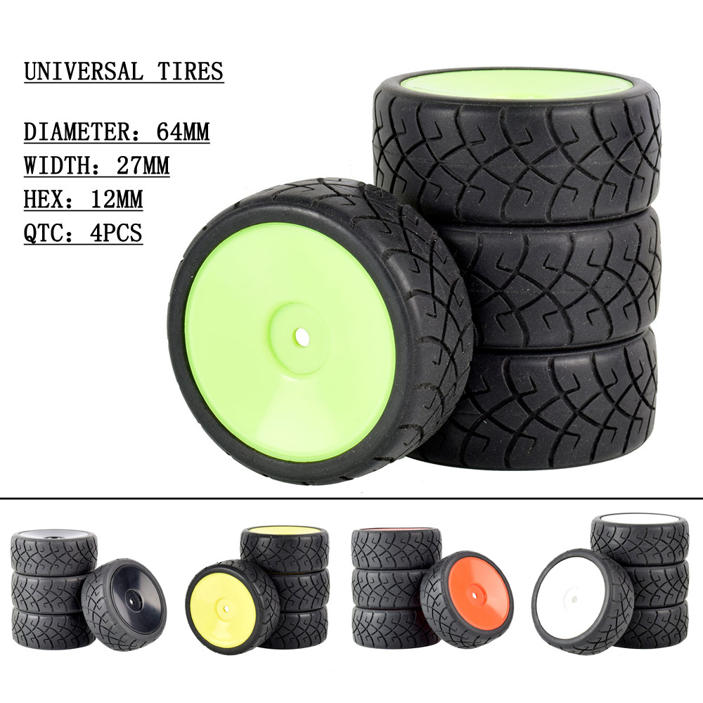 9070-6090 64 มม.ยางและชุดล้อ 4PCS สําหรับ 1:10 HSP HPI SAKURA D3 Kyosho FW06 ทั่วไป