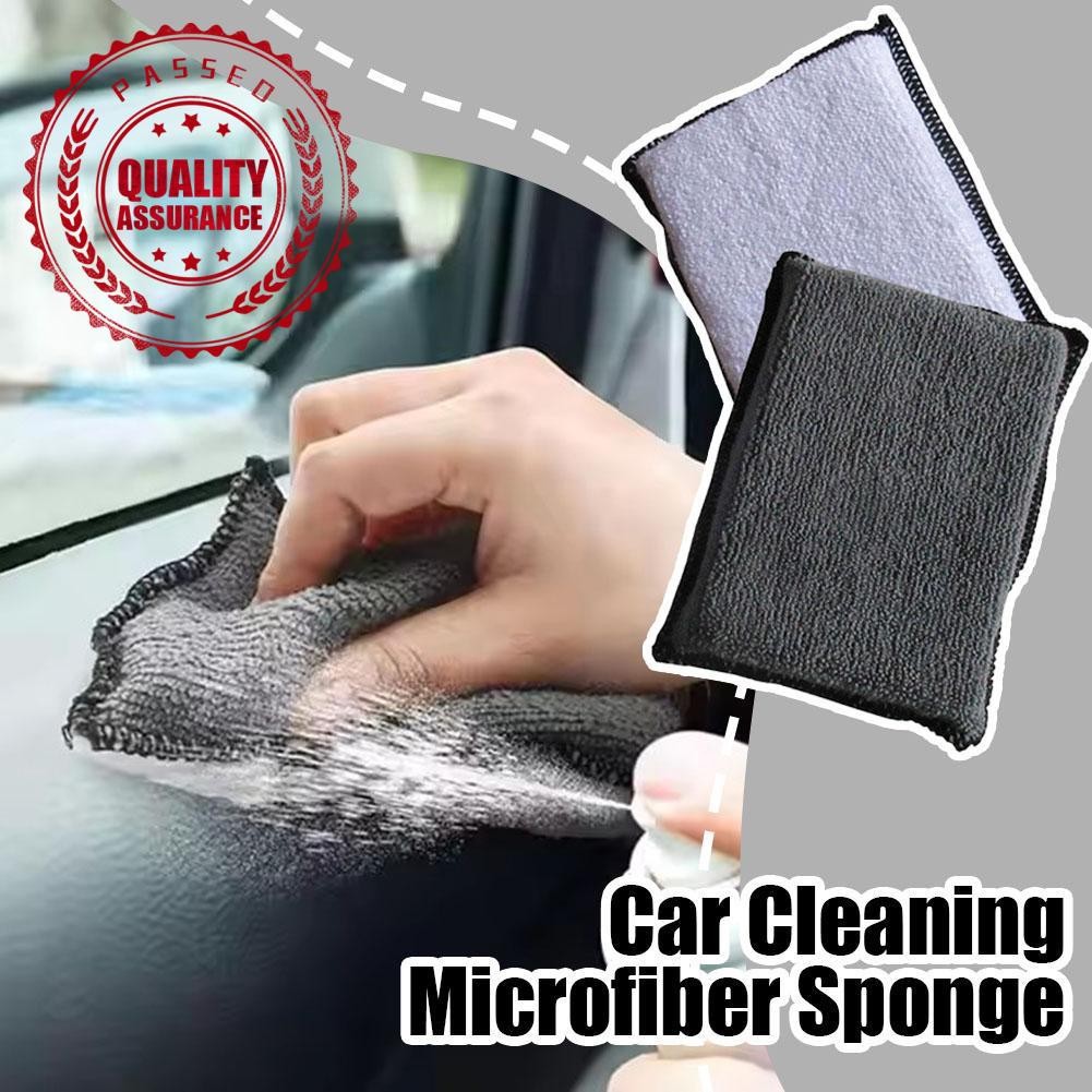 แปรงผ้าทําความสะอาดฟองน้ําบล็อก Cowhide Texture Care Care รถปรับปรุงผ้าเช็ดทําความสะอาดความงาม G0q4