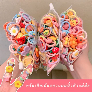 100ชิ้น/เซ็ตเด็กสาวน่ารักการ์ตูนไนล่อน ส กรุบกรอบ ผู้ถือผมหางม้าผมวงยางรัดอุปกรณ์ผม Mini ยาง Band Headwear
