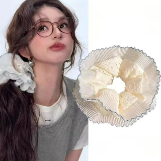 Scrunchies ยางรัดผมขนาดใหญ่ สไตล์หวาน เครื่องประดับผม 4 ชิ้น