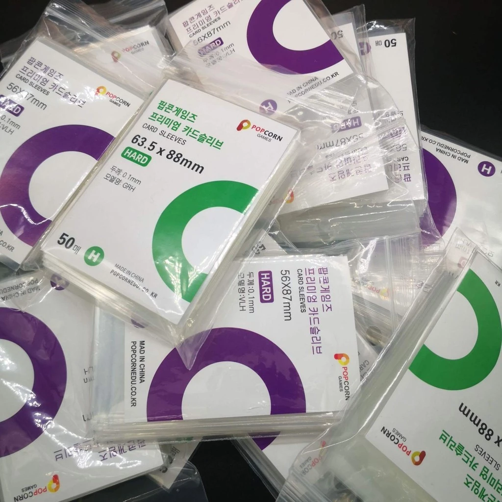 COZII ฟิล์มการ์ด,ปลอกการ์ดป๊อปคอร์น กระเป๋าเก็บบัตร,ไอดอลบัตรภาพฟิล์มป้องกัน,ฟิล์มการ์ดโปร่งใสสูง ซองใส่การ์ด 50pcs