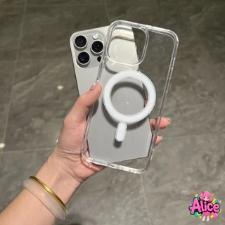 แม่เหล็ก เคสใสกันกระแทก เคสสําหรับไอโฟน11 เคสชาร์ได้ สำหรับ IPhone16 13 15 7Plus 14 12 11 Pro MAX 8 6 7 6S Plus