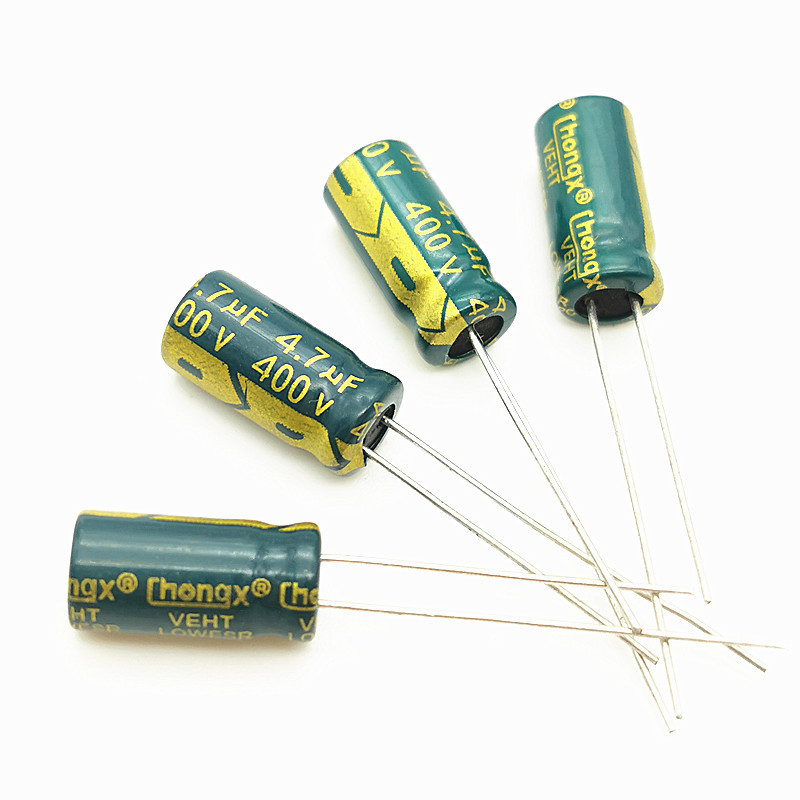 400V4.7 UF โรงงานขายตรงความถี่สูงความต้านทานต่ํา 6x12 8x12 Charger Electrolytic Capacitor 4.7 UF400V