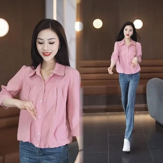 mimi&didi#เสื้อเชิ้ตแขนสามส่วน แขน 3/4 ฤดูใบไม้ผลิ ลำลอง และสง่างาม แฟชั่น สลิมมิ่ง และมีสไตล์ เหมาะสำหรับเยาวชน#W642
