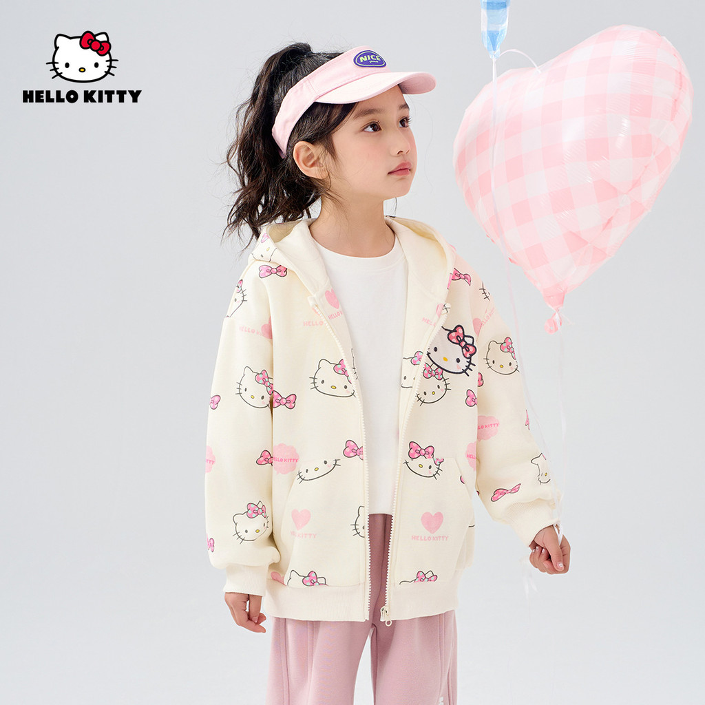 Hello Kitty เสื้อแจ็คเก็ตเด็กผู้หญิง สไตล์ใหม่สำหรับฤดูใบไม้ผลิ 2025 หลากหลายไซส์