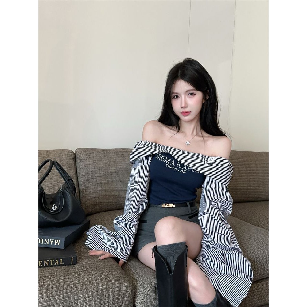 เสื้อแขนยาวสไตล์เกาหลี พิมพ์ลายขี้เหล็กย้อนสมัย สีตัดกัน เหมาะสำหรับคนชอบสไตล์อินฟลูเอนเซอร์ - รูปที่ 4