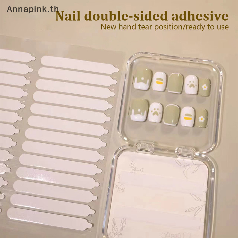 Annapink.th 24/26pcs เทปสองด้านสําหรับเล็บแสดงกดบนเล็บกาวเทปใสสําหรับเล็บบรรจุภัณฑ์ Salon อุปกรณ์ตู้โชว์ EN