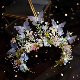 มงกุฎเจ้าสาวอุปกรณ์เสริมผมเด็กเจ้าหญิง Garland Tiara ดอกไม้งานแต่งงานสาวอุปกรณ์เสริมผม🔥 รวมภาษีแล้ว