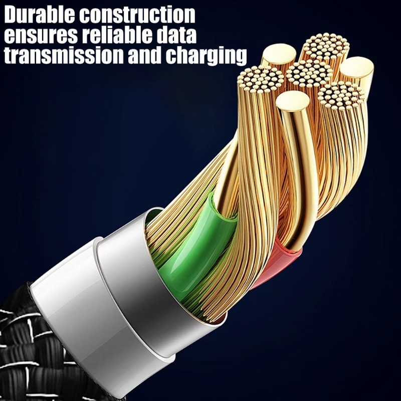 3 in 1 100W 6A Type C สายชาร์จเร็วสุด - 1.2 ม. พอร์ต Usb หลายตัวไนลอนถักสายเคเบิลข้อมูลสากล