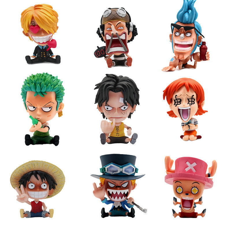 อะนิเมะตุ๊กตา ตุ๊กตาฟิกเกอร์ One Piece Luffy Zoro Sanji ลูฟี่ ขนาดเล็ก 8-10 ซม. ตัวเลขของเล่น ของเล่นสําหรับเด็ก