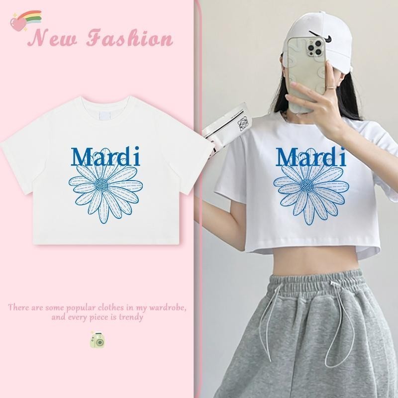 UT พร้อมส่ง เสื้อครอป ผู้หญิง น่ารักๆ ผ้าCOTTON100% ลาย"mardi" เนื้อผ้าเกรดพรีเมียม คอกลม ใส่สบาย แฟชั่นฤดูร้อน