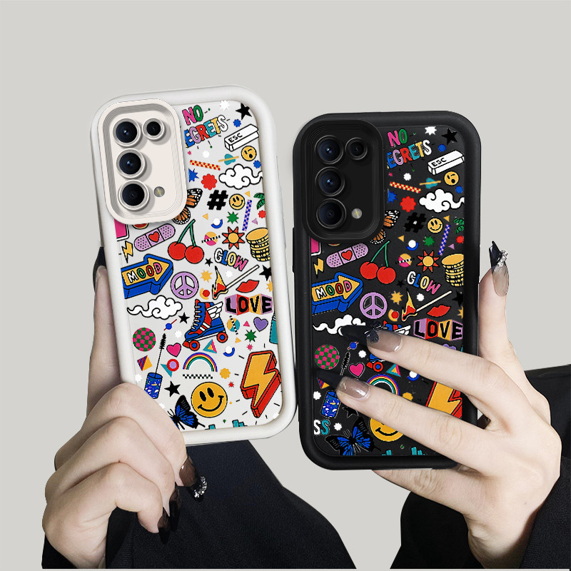 Oppo reno3 reno4 reno 4z reno5 reno 5z reno 5 pro reno6 reno 6z reno7 reno 7 z reno8 reno 8z reno 8t reno 8 pro 4g 5g เคสโทรศัพท์สุภาพสตรีสไตล์กันกระแทกรวมทุกอย่างซิลิโคนป้องกันขอบ เคส