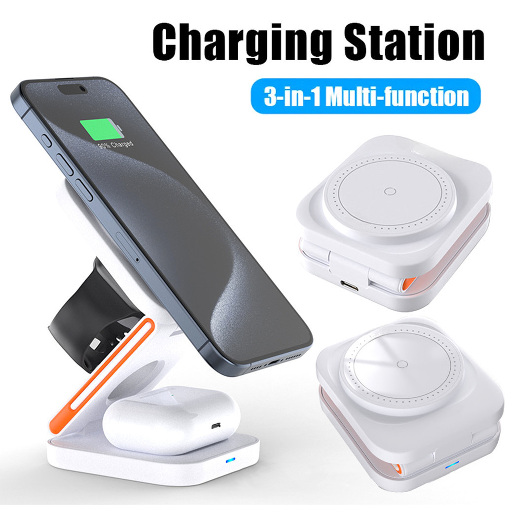 RT-Wireless Charger สําหรับ iPhone สําหรับ Android สําหรับ iWatch สําหรับ AirPods 3-In-1 พับ ic โทรศ