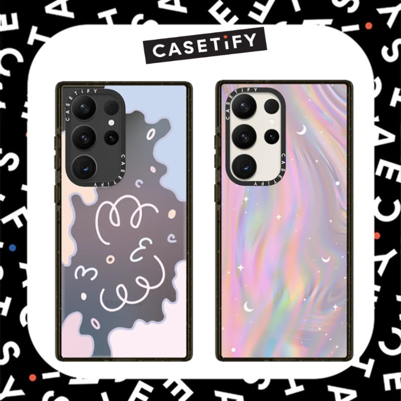 Casify Pastel Gradient Aurora Case สําหรับ Samsung Galaxy S24 Ultra S23 S22 Plus สีดํา Glitter ฝาครอ