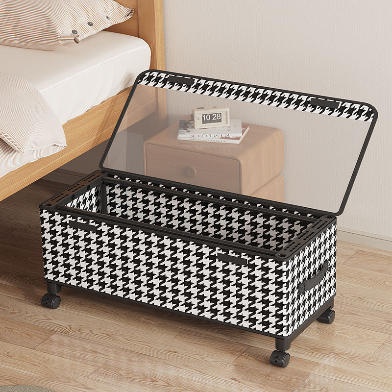 Hot Sale#Dormitory Bed Bottom Storage Box Rental with Wheels Push-Pull Clothes Organizing Rack Dust-