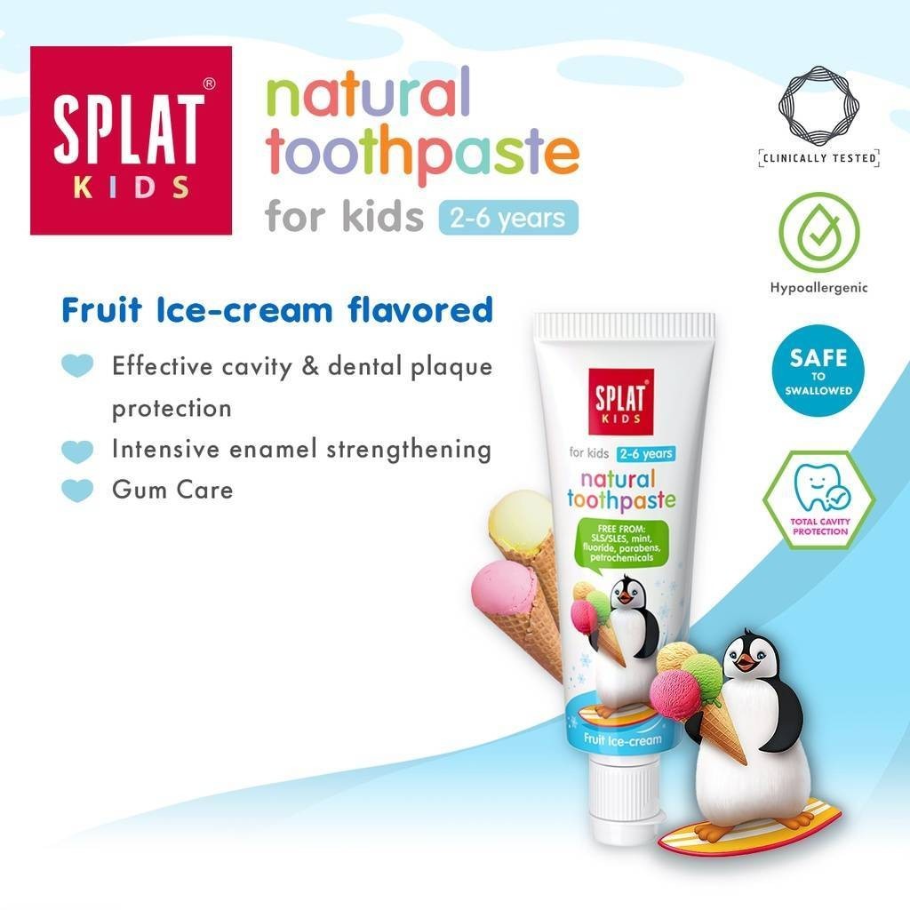 Splat KIDS FRUIT ICE CREAM ยาสีฟันกลิ่นอ่อน 2-6 [50ML]