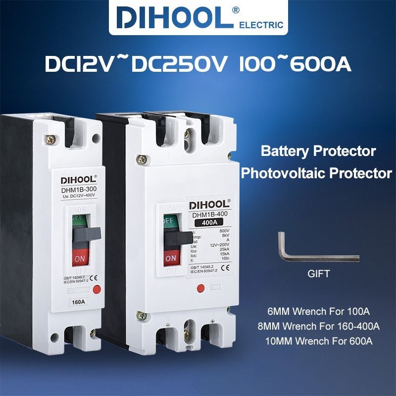 ✭DC12V 24V 36V 48V 96V 120V DC mccb circuit breaker 100A 200A 300A 400A Solar battery protector Car
