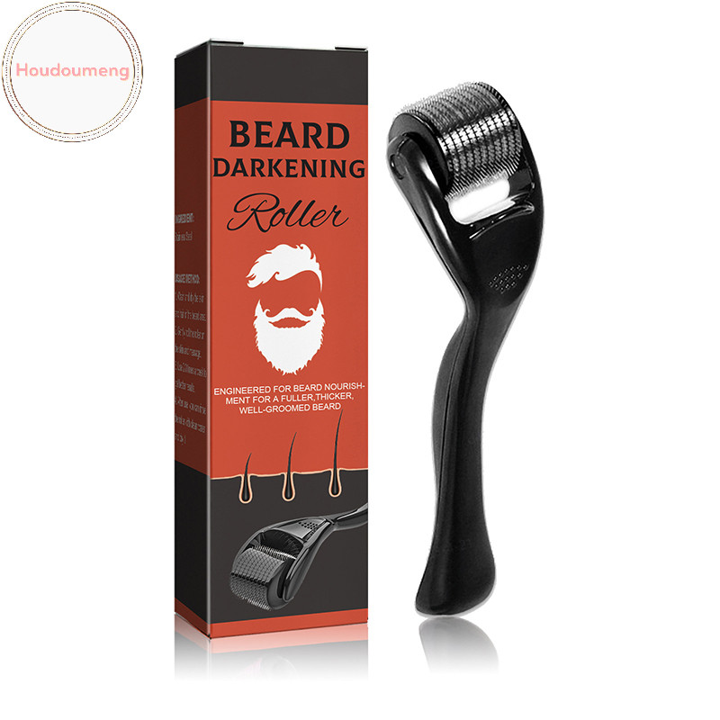 Houdoumeng ธรรมชาติผู้ชาย Beard Growth Roller Kit ผู้ชาย Beard Growth Oil Nourishing Enhancer Beard Oil Anti Hair Loss พร้อม Beard Roller TH