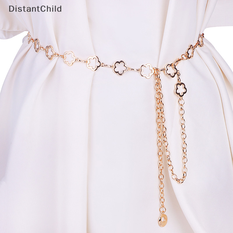 Dsth แฟชั่นโลหะ Hollow ดอกไม้เอวสําหรับผู้หญิงตกแต่งเข็มขัด Body Chain DSS