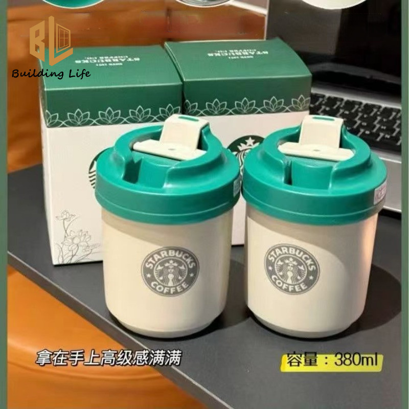 สตาร์บัคส์ถ้วยที่มาพร้อมกับถ้วยกาแฟสแตนเลสกระติกน้ําร้อนถ้วยเย็นการจัดเก็บกลางแจ้งโฮมออฟฟิศสก์ท็อปถ้วยน้ํา380มิลลิลิตร