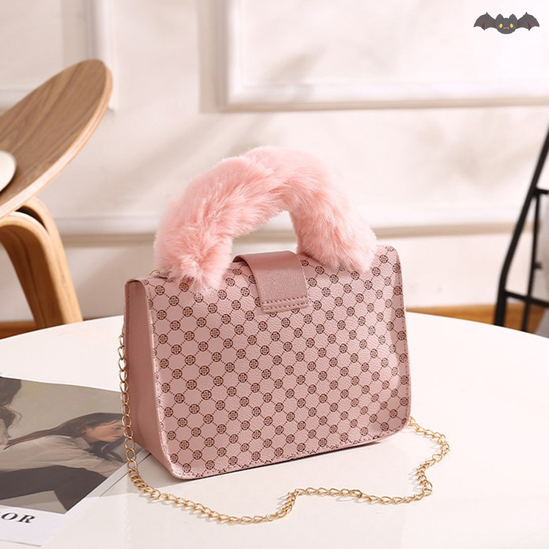 [PE] Tote Bag For Women Soft Furry Plush Crossbody Bags Designer Top-handle Handbags Warm Purses TH