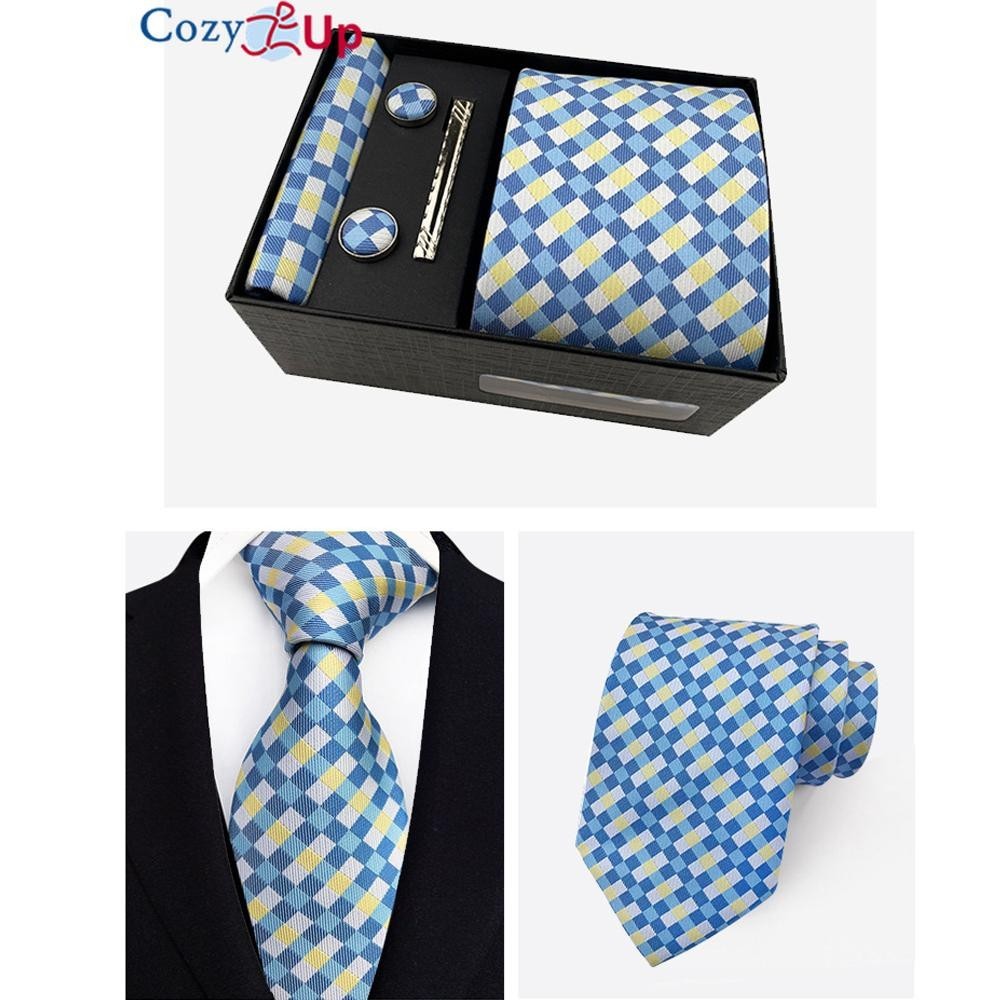 Cozy Up 6 ชิ้น Set Paisley Mens Tie รวม Tie Square Scarf Cuff Tie Clip Box