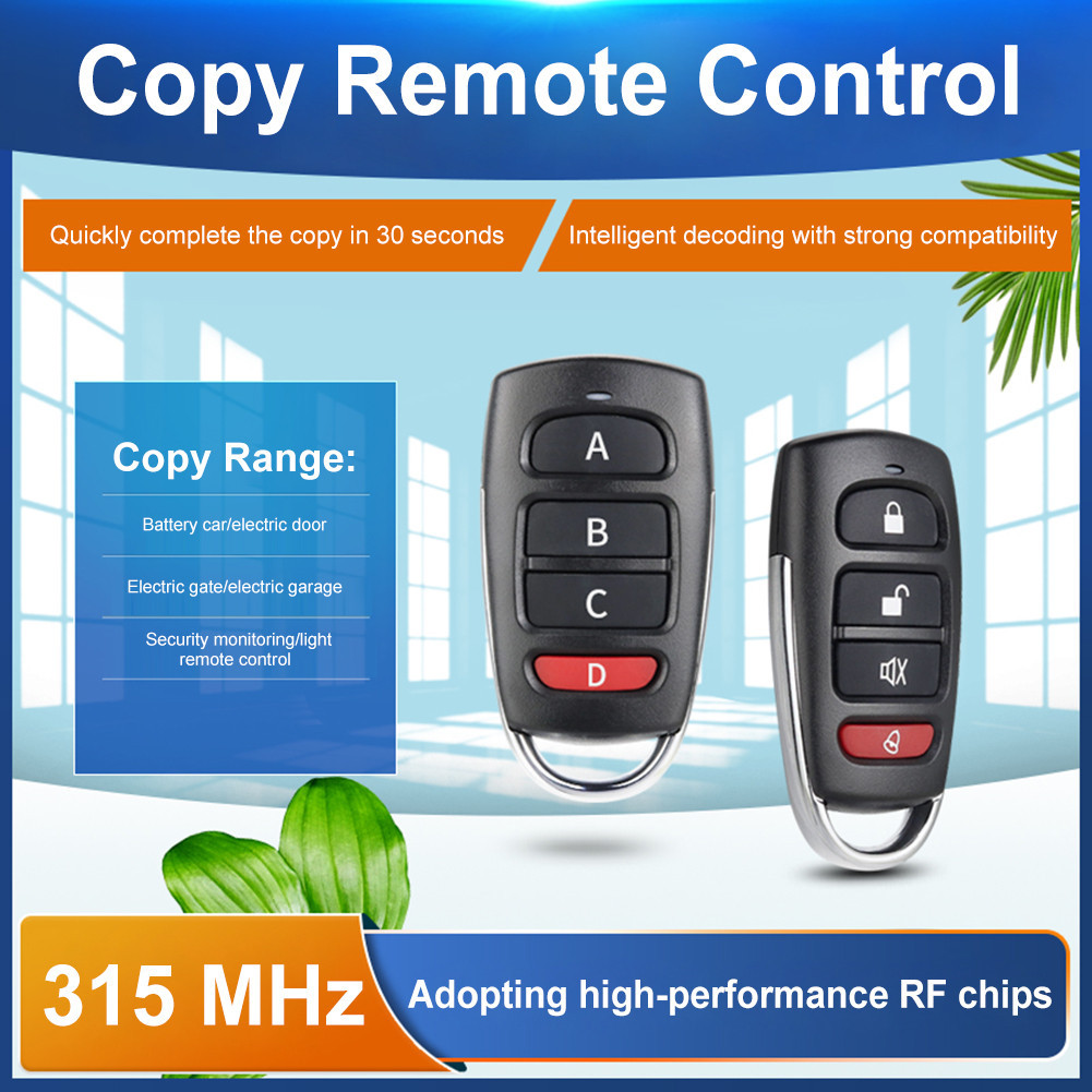 315mhz/433mhz Clone รีโมทคอนโทรลเปลี่ยนกุญแจ Duplicator สําหรับประตูอัตโนมัติ