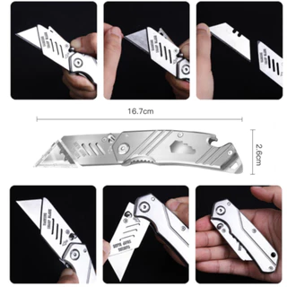 folding knife 5IN1 มีดพับสแตนเลส เครื่องตัดกล่อง Ftions Snap Off เม็ดเหล็กรายงานขวดในขวด มีดพับ folding art knife