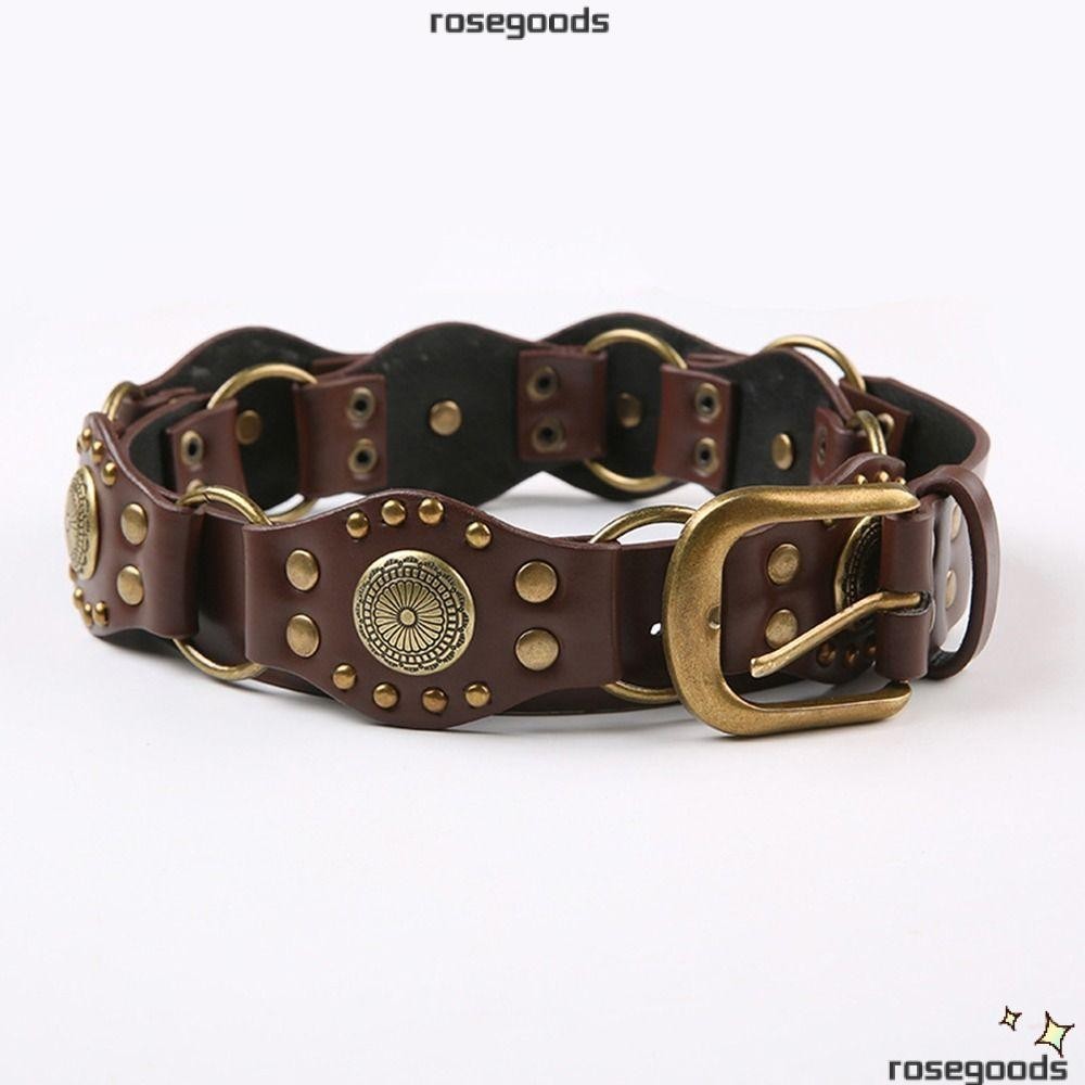 Rose เข็มขัดเอว,กว้าง Grommet หนัง PU เอว Cinch เข็มขัด,แฟชั่น Gothic Steampunk y2k Vintage Rivet เข็มขัดเอวกางเกงยีนส์หญิง