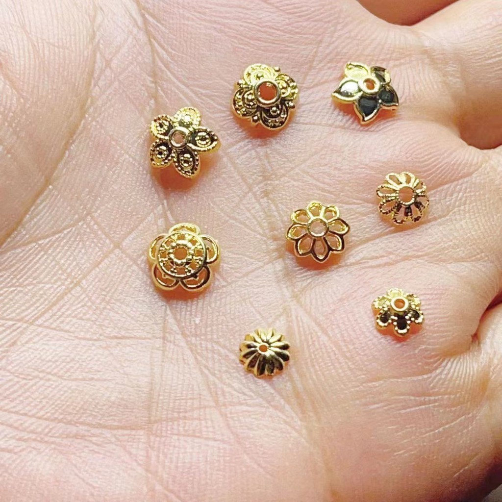 18K ห่อทองดอกไม้ดอกไม้กลีบสร้อยข้อมือสร้อยคอลูกปัดเครื่องประดับที่เข้ากันได้กับทุกชุดเครื่องประดับเครื่องประดับลูกปัด DIY