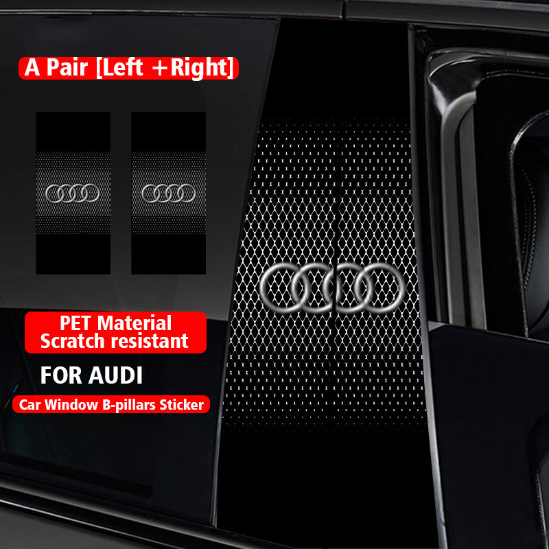 รถหน้าต่าง B-เสาสติกเกอร์ PET ไวนิลตกแต่ง Trim Decal สําหรับ Audi A6L A4L Q5L A3 A5 Q3 Q7 A8L Q6 A6 