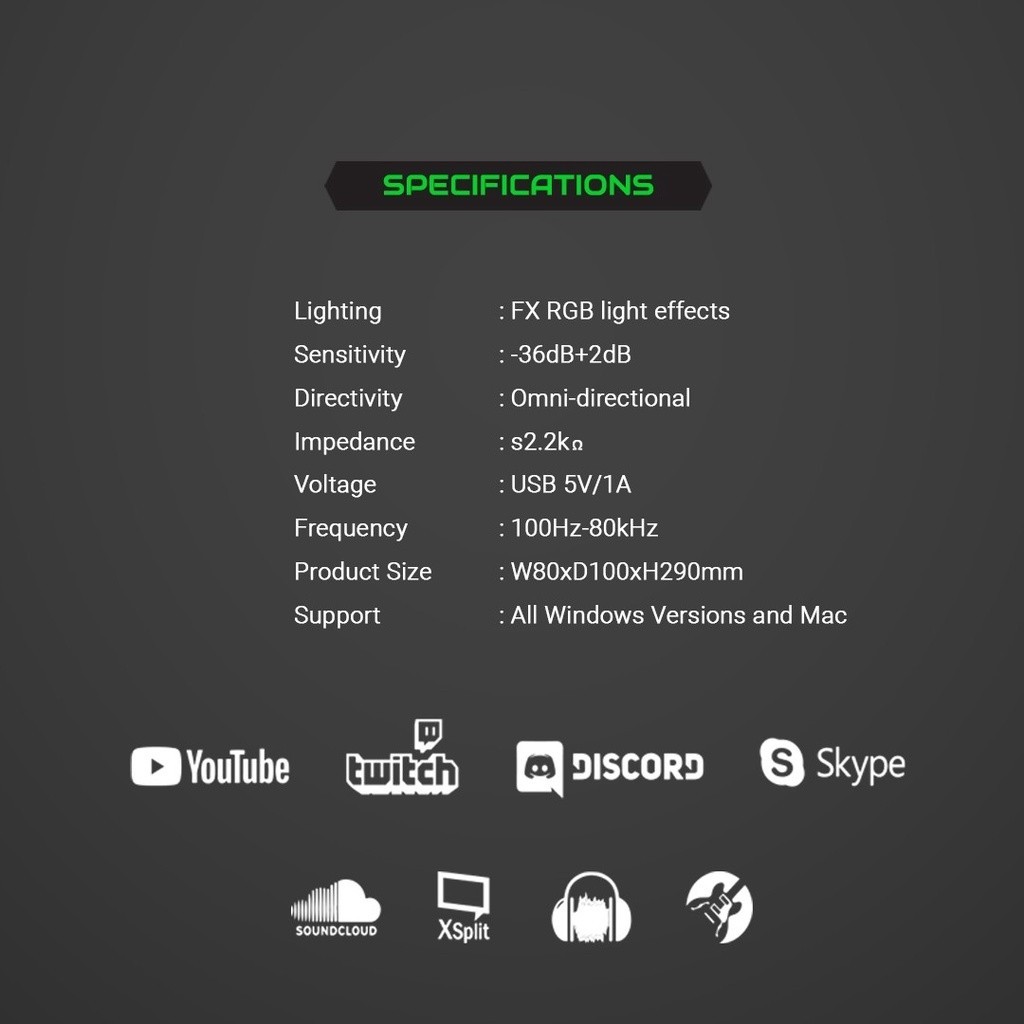 🛵มีส่งด่วน💨EGA TYPE MC5 GAMING MICROPHONE ไมโครโฟนตั้งโต๊ะ ประกัน 2 ปี