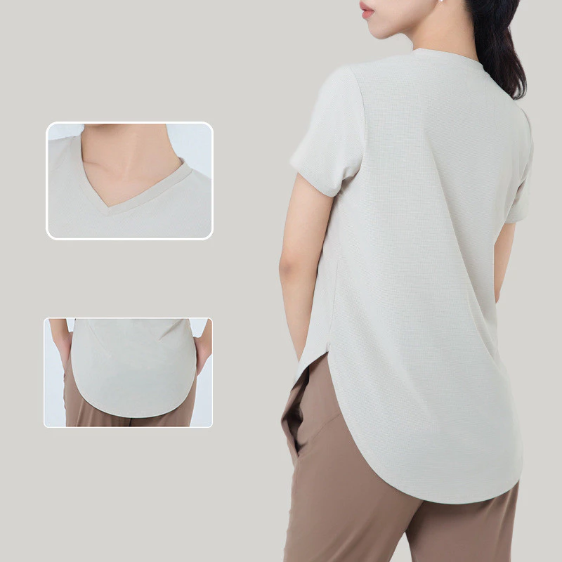 เสื้อออกกำลังกายผู้หญิงไซส์ใหญ่ คอวี แขนสั้น สำหรับวิ่งและโยคะ 4XL thumbnail 8
