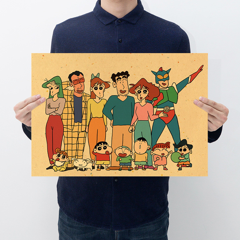 [C136] Crayon Shin-Chan การ์ตูนอะนิเมะกระดาษคราฟท์โปสเตอร์ย้อนยุคโฮมเธียเตอร์หอพักภาพวาดตกแต่ง